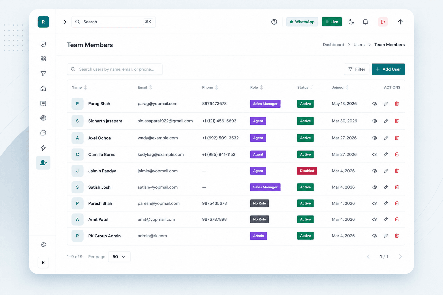 Team & attendance management for real estate sales teams